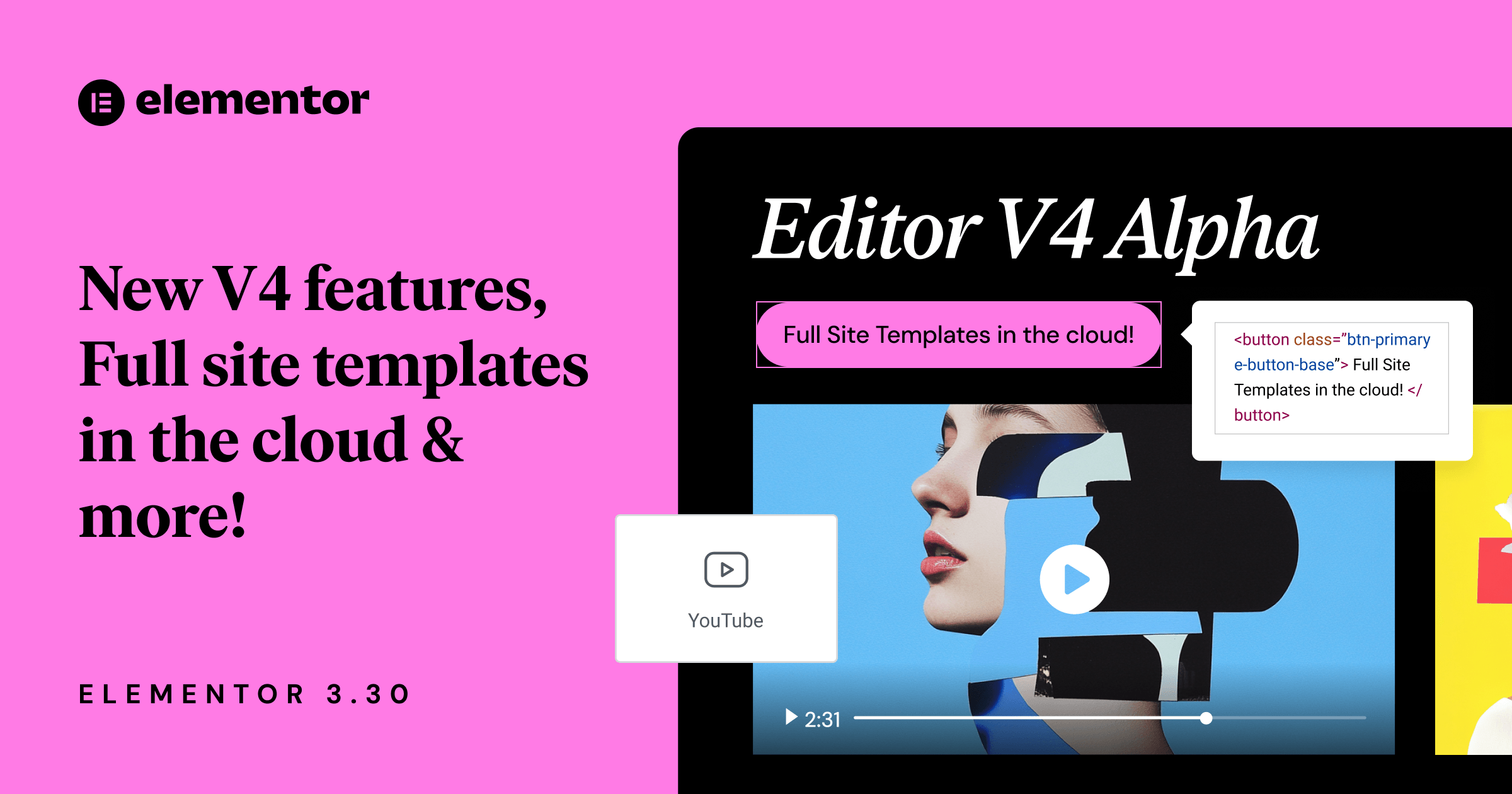 介绍 Elementor 3.30:新的编辑器 V4 功能、云端的完整网站模板等